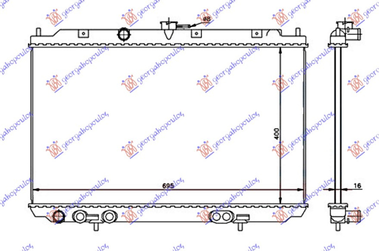 Radiator 1.8 benzinë manual (400x695x16) (NRF)