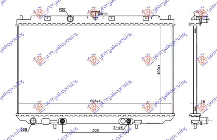 Radiator 1.8 benzinë automatik (400x695x16) (NRF)