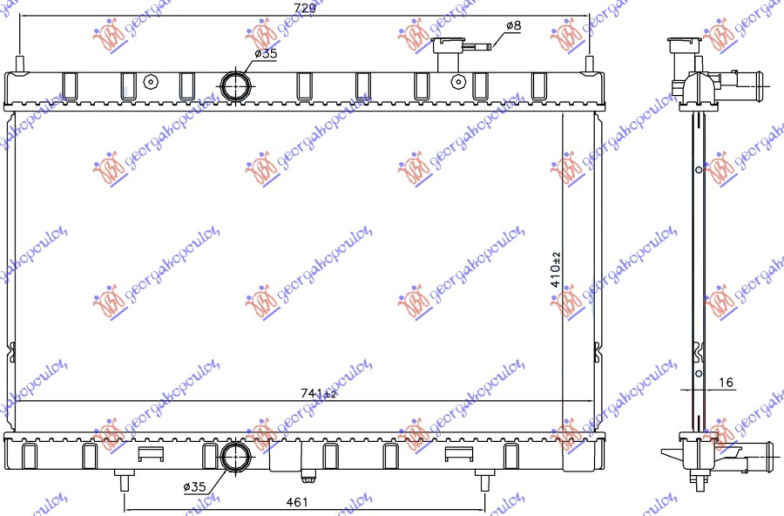 Radiator 2.0-2.5 benzinë (410x741x16) (NRF)