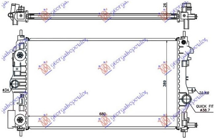 Radiator 1.4-1.6 TURBO benzinë automatik (680x395) (NRF)