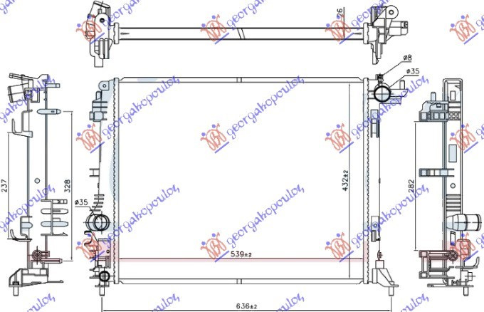 Radiator 1.2 TCE benzinë automatik - 1.5 TDCi dizel (540x440x26)  (NRF)