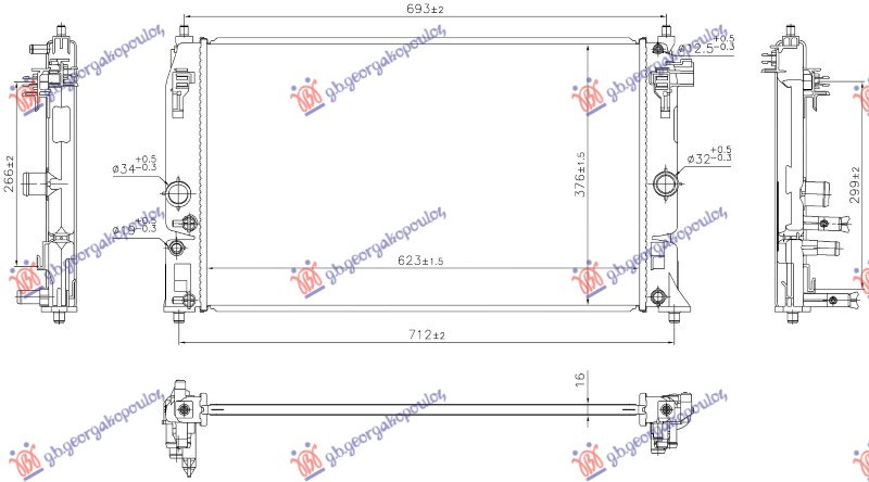 Radiator 1.5 hibrid/benzinë (625x376x16) (NRF)