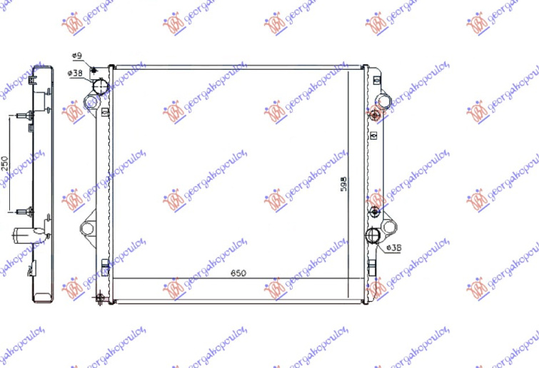 Radiator 3.0 benzinë +/- A/C automatik (650x596x25) (NRF)