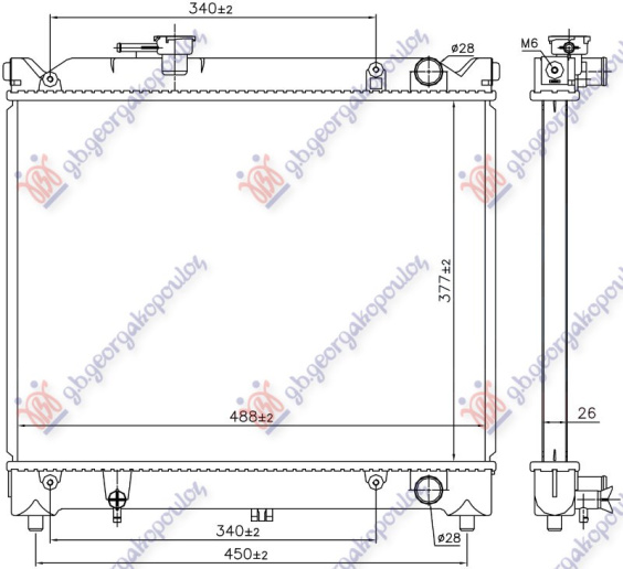 Radiator 1.6 benzinë (375x490) (NRF)