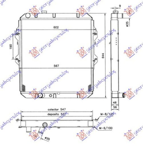 Radiator 2.4 TURBO dizel 4WD (55x525x370) (NRF)
