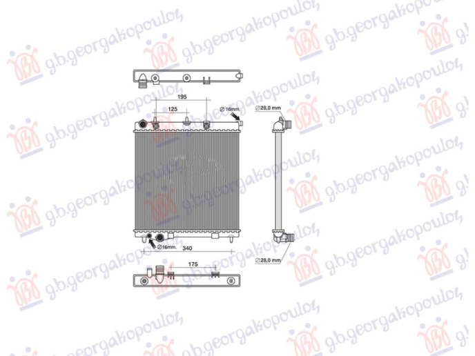 Radiator 1.4 banzinë automatik (380x390) (NRF)