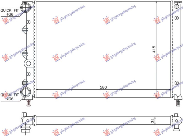Radiator 1.6 TWINSPARK (580x410x34) (NRF)