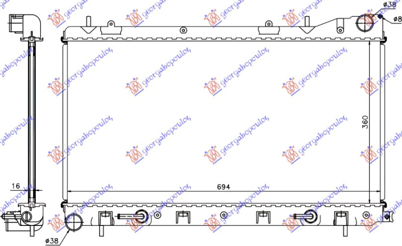 Radiator 2.0 S TURBO (360x680x16) AUTOMATIC (NRF)