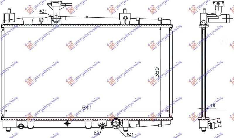 Radiator 1.4 D4D +/-AC (350x639x16) (NRF)