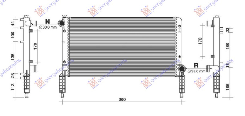 Radiator 1.2-1.6 + A/C (580x305) (NRF)
