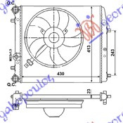 Radiator për te gjitha modelet - A/C (430x410) (me ventilator ftohjeje) (NRF)