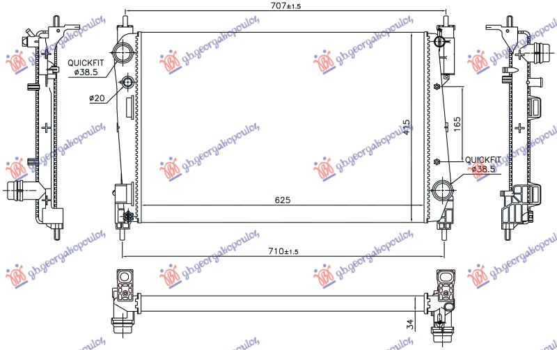 Radiator 1.3 JTD-CDTI (620x395) 55KW (NRF)