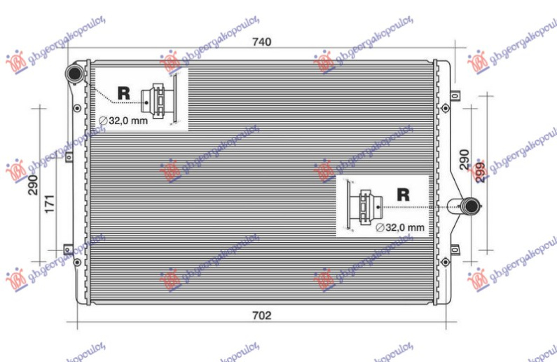 Radiator 1.8-2.0 TFSi benzinë (650x450x32) (NRF)