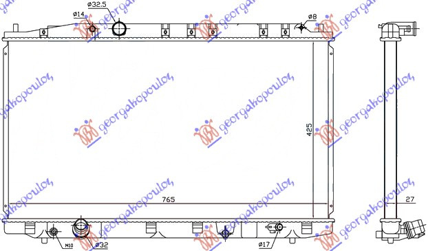 Radiator për motor 2,2CDTi (me/pa kondicioner) (42,5x79,1x2,7) (marsh manual)