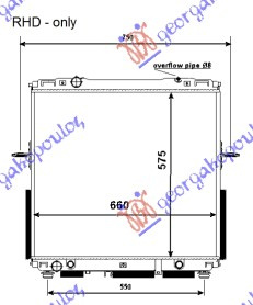 Radiator 2.4-3.5 benzinë +/- A/C automatik (578x628) tub 8mm tipi HALLA (NRF)