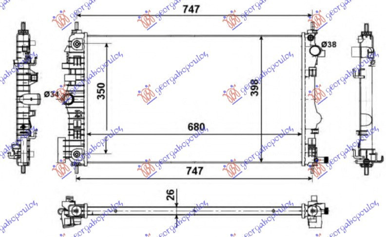 Radiator 2.0 benzinë TURBO automatik (680x400) (NRF)