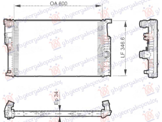 Radiator 3.0 (330d) dizel automatik (600x330x26) 3 tuba (NRF)