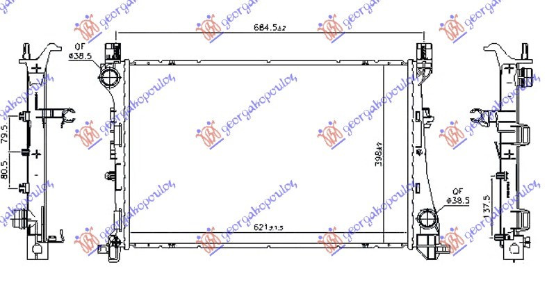 Radiator 1.6 MJTD dizel (620x400x26) manual/automatik (NRF)