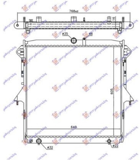 Radiator  2.2-3.2 TDCi manaul/automatik (605x640x16) (NRF)