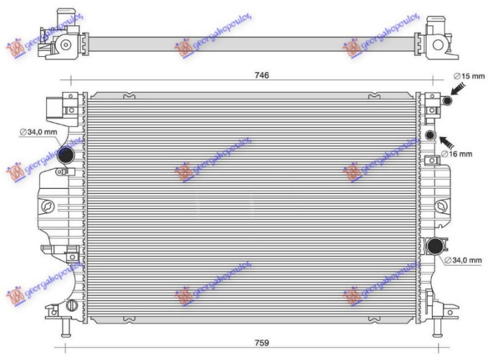 Radiator 1.5-2.0 EcoBoost benzinë (2.0 TDCI automatik) dizel (670x448x16) (NRF)