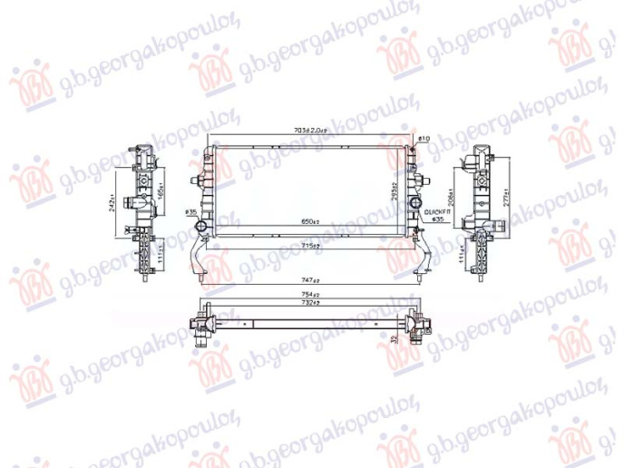 Radiator 2.0 benzinë (N) (650x296) (NRF)