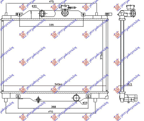 Radiator 1.5i benzinë (375x540x16) (NRF)