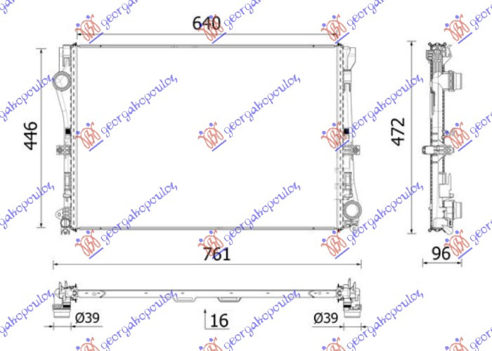 Radiator 1.5-2.0 benzinë-hibrid manual/automatik (640x446) (NRF)