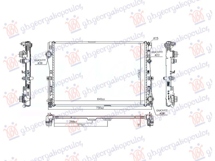 Radiator 1.6-2.0 benzinë- 2.2 dizel manual/auto (640x432) (NRF)