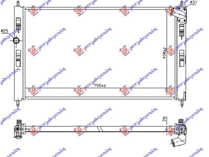 Radiator 1.6 DI-D dizel manual (700x410) (NRF)