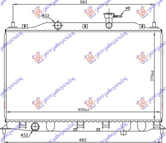 Radiator për motor 1.4-1.6 cc 16V (me/pa kondicioner) (37x65)
