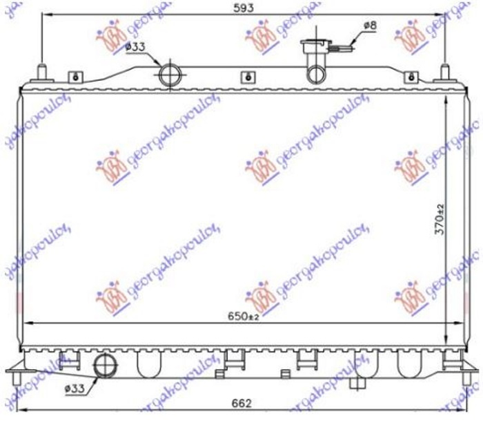 Radiator për motor 1.4-1.6cc 16V (me/pa kondicioner) (37x65) (KOYO)