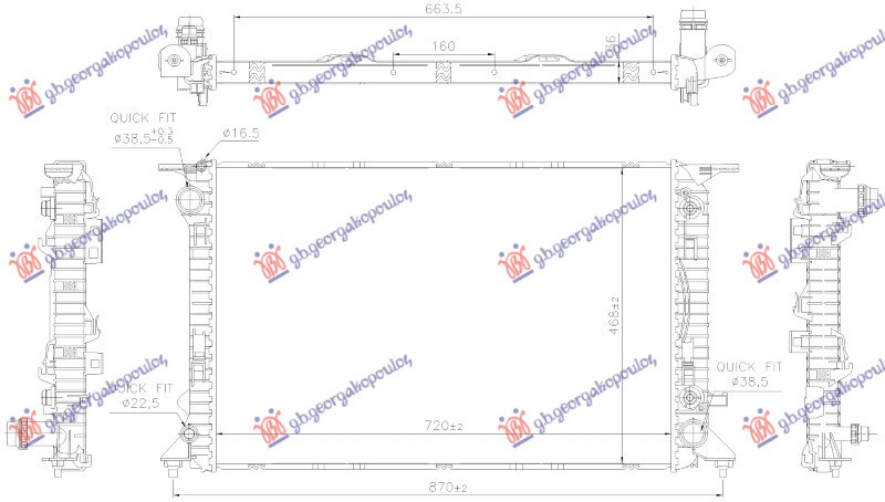 Radiator 3.6 benzinë automatik (720x468x36) (NRF)