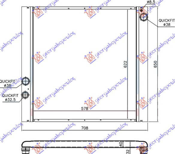 Radiator 4.2 SUPERCHARGED - 4.4i benzinë automatik (580x620) (NRF)