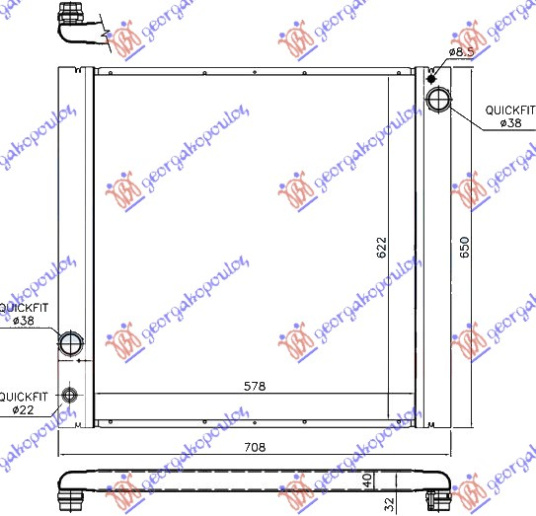 Radiator 5.0i - 5.0 SUPERCHARGED benzinë automatik (580x620) (NRF)