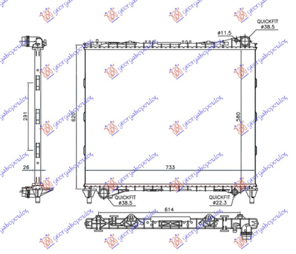 Radiator për të gjithë benzinë/dizel (580x720x26) (NRF)