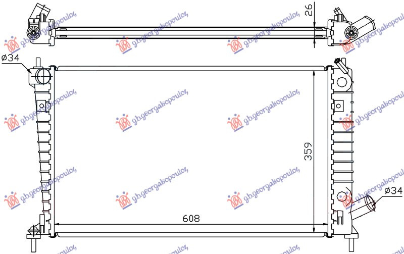 Radiator 2.0-2.3 benzinë manual (608x359) (NRF)