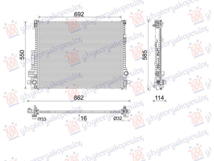 Radiator 2.0 benzinë/hibrid (690x551) (NRF)