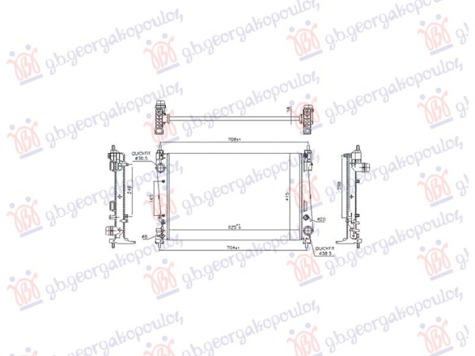 Radiator 1.3-1.4 benzinë/dizel manual/automatik (618x398) (MARELLI)