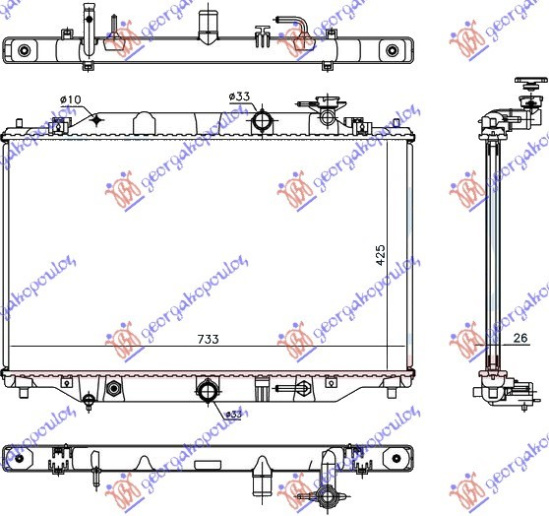 Radiator 2.2 dizel (728x425x27) manaul/automatik (VALEO)