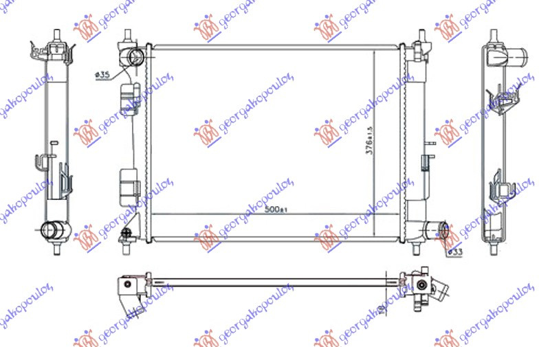 Radiator 1.2-1.4i benzinë manual (500x375x16) (NRF)