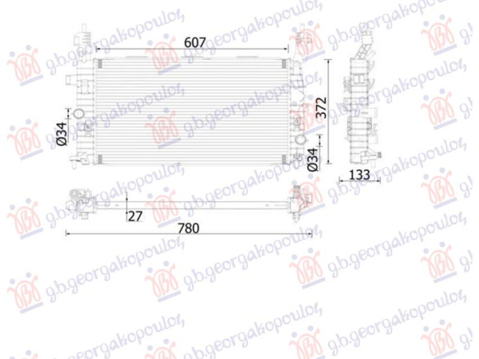 Radiator 1.7 CDTi dizel manual (610x360x26) (NRF)