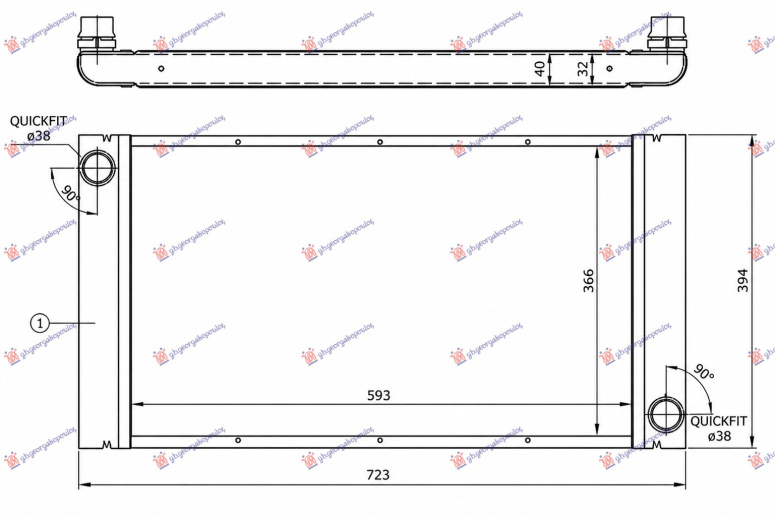 Radiator 2.0-2.5-3.0 automatik/manaul dizel (623x378) (NRF)