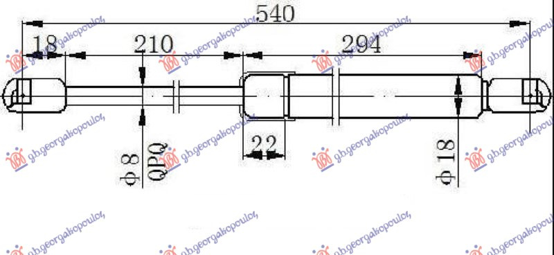 Amortizues (një) për derën e bagazhit (3 dyer) (540L-400N)