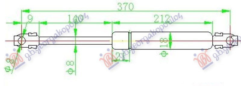 Piston me gaz për derën e bagazhit (365L-480N)