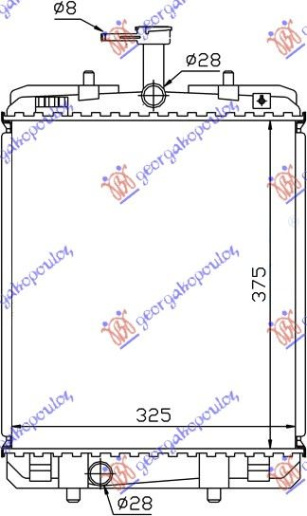 Radiator 1.0cc +/- A/C (374x326) (MARELLI)