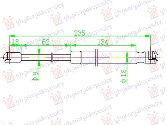 Piston me gaz për derën e bagazhit COUPE/CABRIO (HARD TOP) (247L-185N)