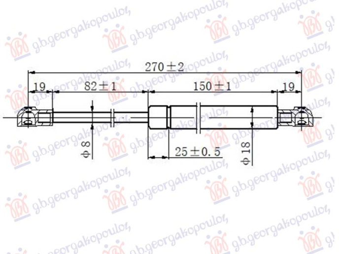 Piston me gaz për derën e bagazhit (270L-380N)