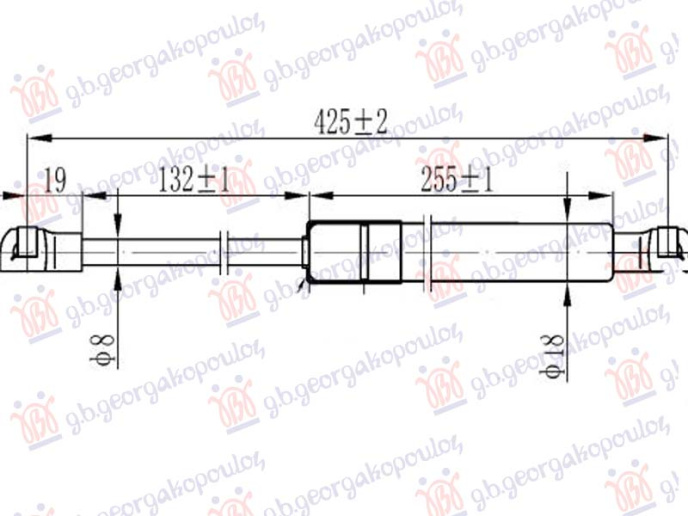Piston me gaz për derën e bagazhit CABRIO (425L-320N)
