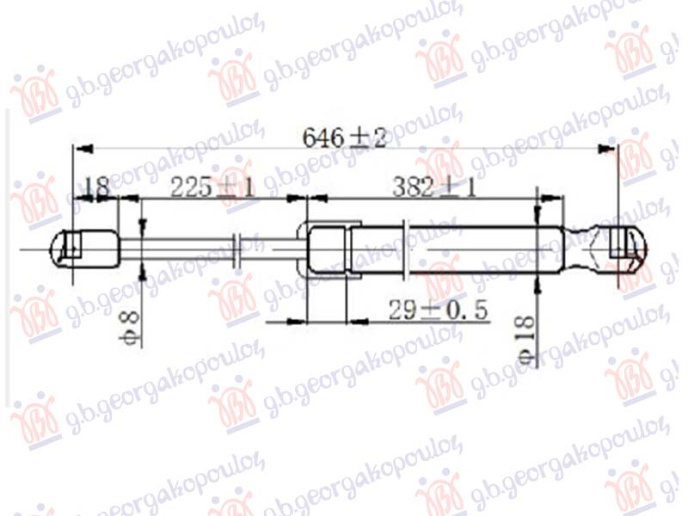 Piston me gaz për derën e bagazhit (646L-235N)
