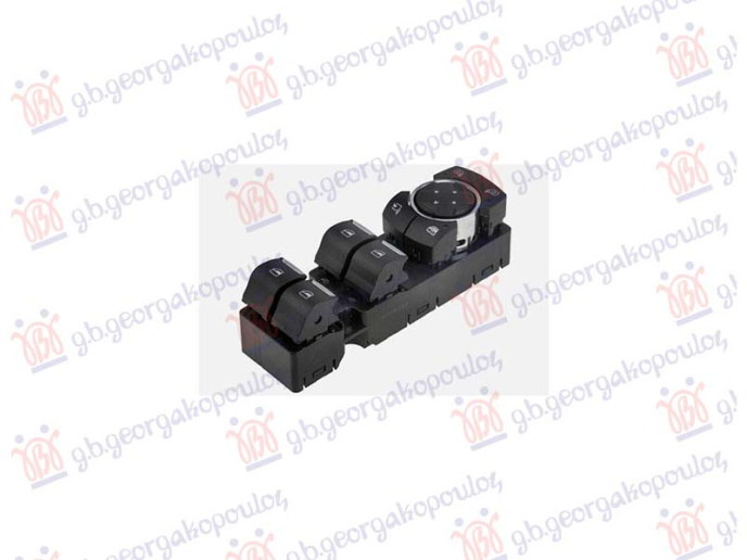 Buton i përparëm për derë/pasqyr me palosje (bllokimi për xhamat) (e zezë/krom) (I katërfishtë) (3pin)
